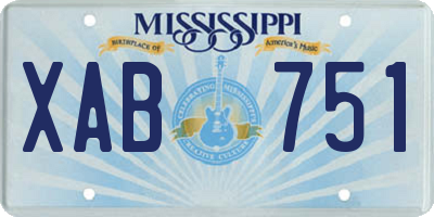MS license plate XAB751
