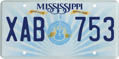 MS license plate XAB753