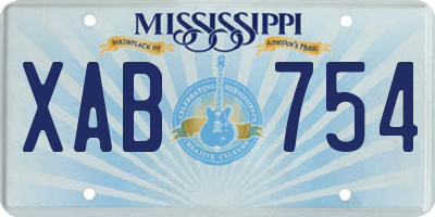 MS license plate XAB754