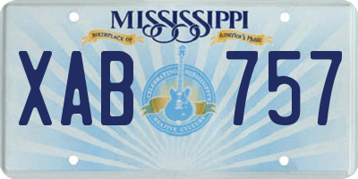 MS license plate XAB757