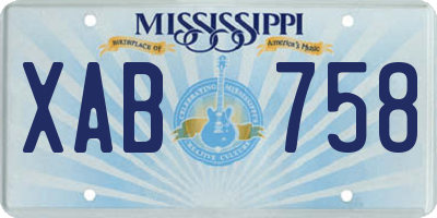 MS license plate XAB758
