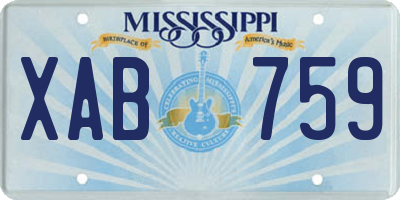 MS license plate XAB759