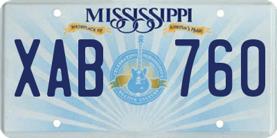 MS license plate XAB760