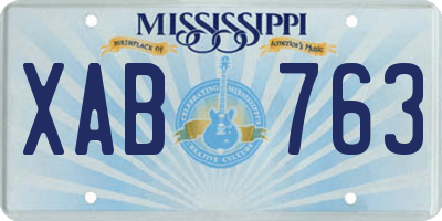 MS license plate XAB763