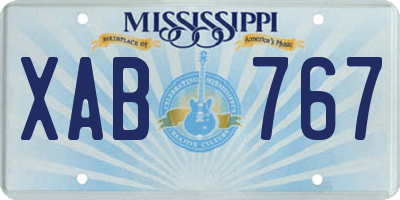 MS license plate XAB767