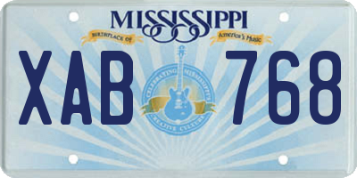 MS license plate XAB768