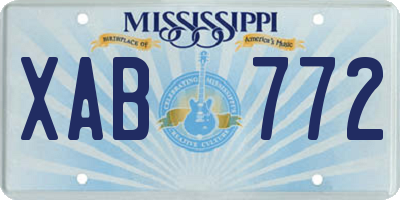 MS license plate XAB772