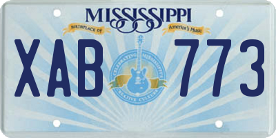 MS license plate XAB773