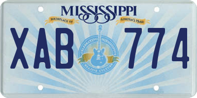 MS license plate XAB774