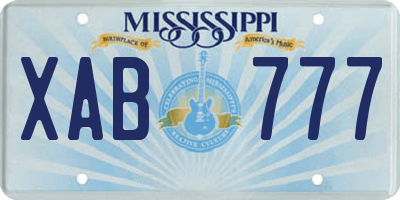 MS license plate XAB777