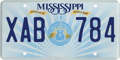MS license plate XAB784