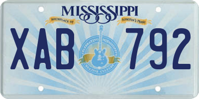 MS license plate XAB792