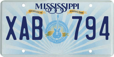 MS license plate XAB794