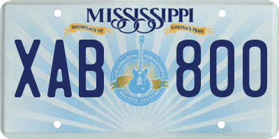 MS license plate XAB800