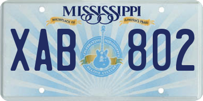 MS license plate XAB802