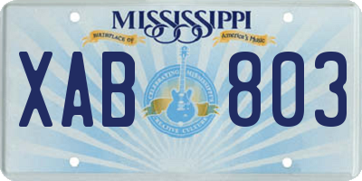 MS license plate XAB803