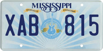 MS license plate XAB815