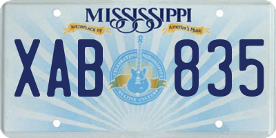 MS license plate XAB835