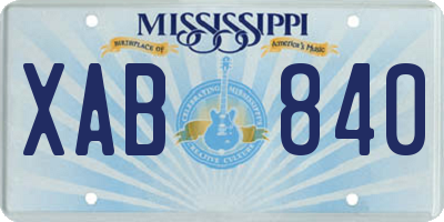 MS license plate XAB840