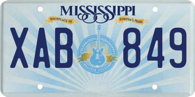 MS license plate XAB849