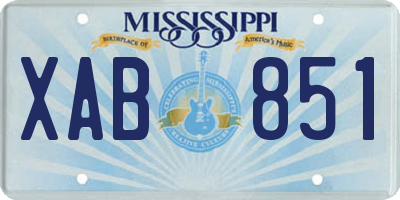 MS license plate XAB851