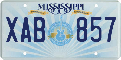 MS license plate XAB857
