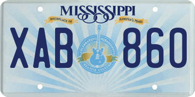 MS license plate XAB860