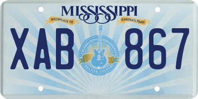 MS license plate XAB867