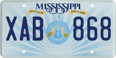 MS license plate XAB868