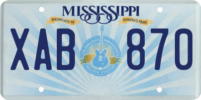 MS license plate XAB870