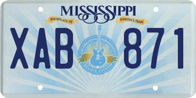 MS license plate XAB871