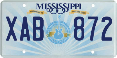 MS license plate XAB872