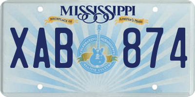 MS license plate XAB874