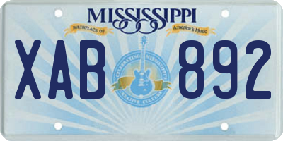 MS license plate XAB892