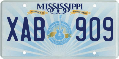 MS license plate XAB909