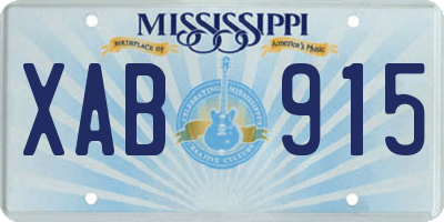 MS license plate XAB915