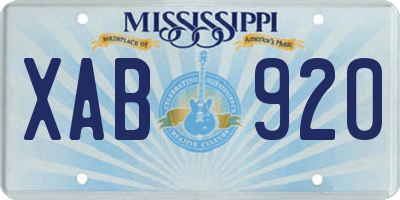 MS license plate XAB920