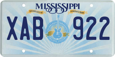 MS license plate XAB922
