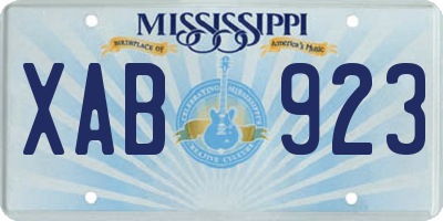 MS license plate XAB923