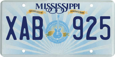 MS license plate XAB925