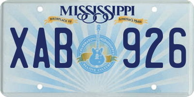 MS license plate XAB926
