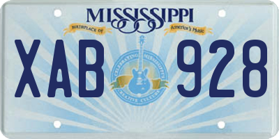 MS license plate XAB928