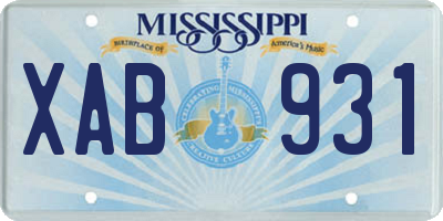 MS license plate XAB931