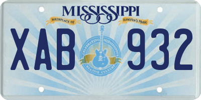 MS license plate XAB932