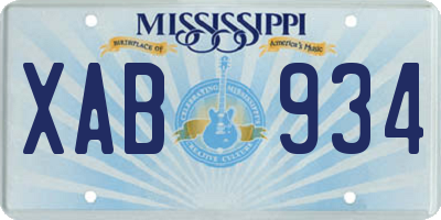 MS license plate XAB934