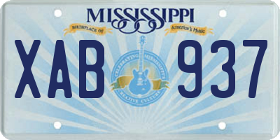 MS license plate XAB937