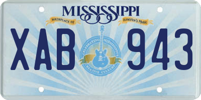 MS license plate XAB943