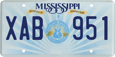 MS license plate XAB951
