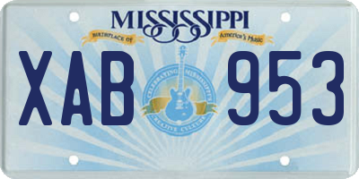 MS license plate XAB953