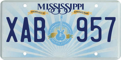 MS license plate XAB957